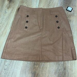 NWT Halogen Wool Blend Camel Mini Skirt Zip Front Closure Pockets size 8